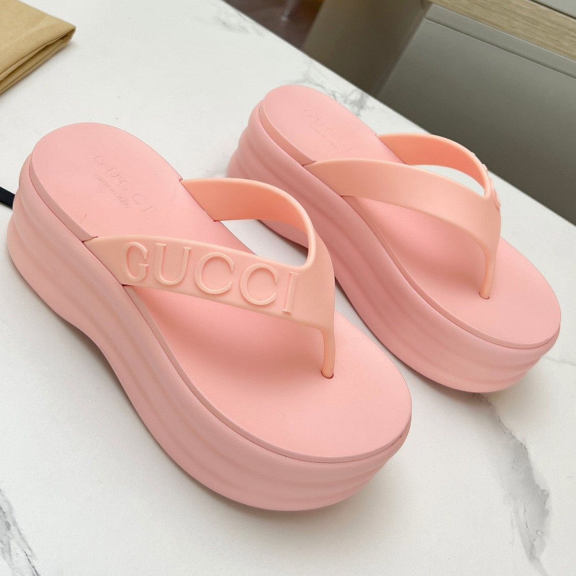 THONG PLATFORM 5 CM IN LIGHT PINK IMPORTED TPU - 35