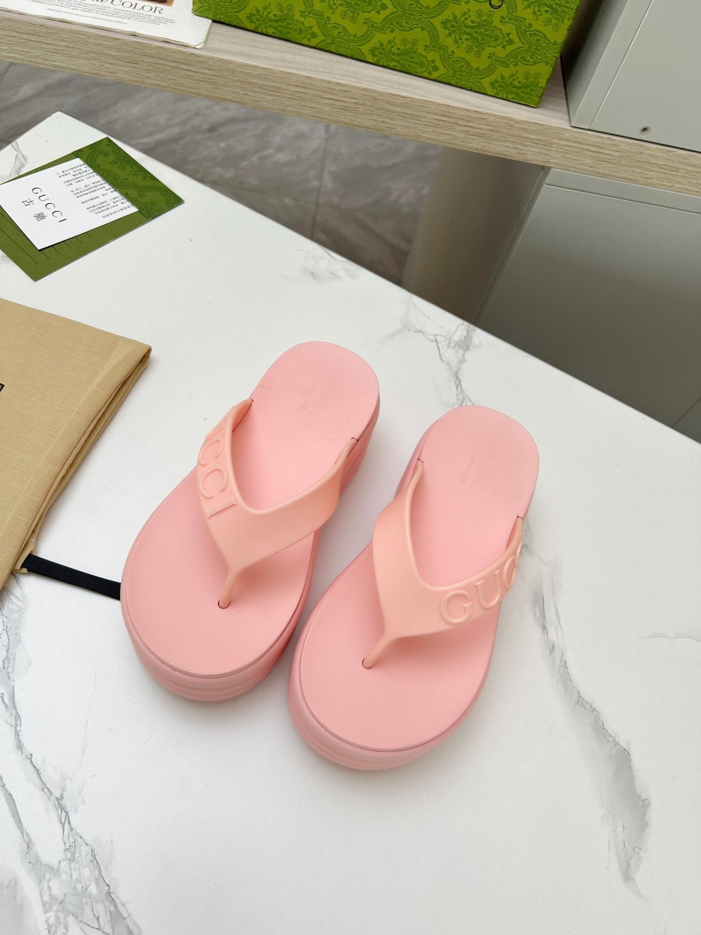 THONG PLATFORM 5 CM IN LIGHT PINK IMPORTED TPU - 35