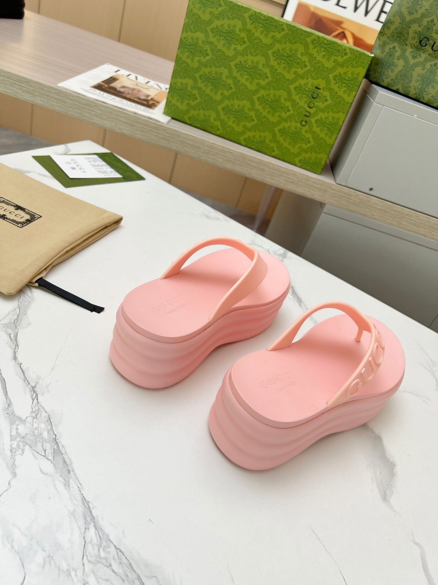 THONG PLATFORM 5 CM IN LIGHT PINK IMPORTED TPU - 35