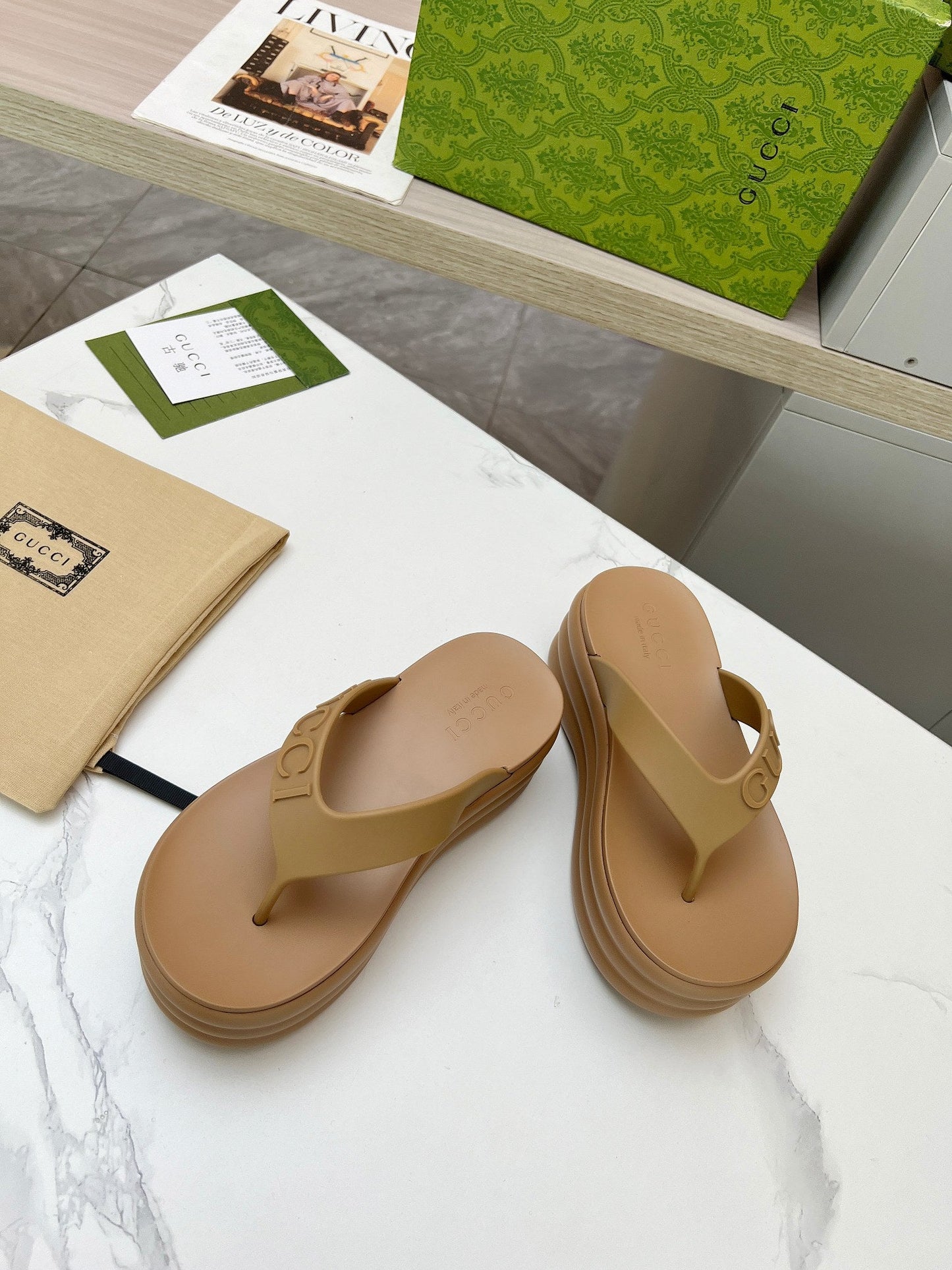 THONG PLATFORM 5 CM IN CIDER BROWN IMPORTED TPU - 35