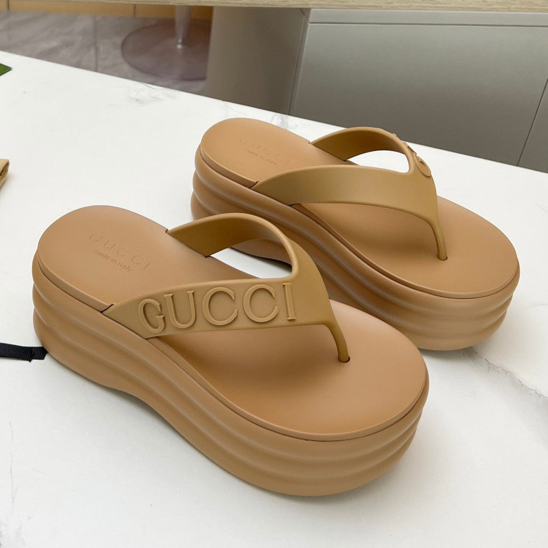 THONG PLATFORM 5 CM IN CIDER BROWN IMPORTED TPU - 35