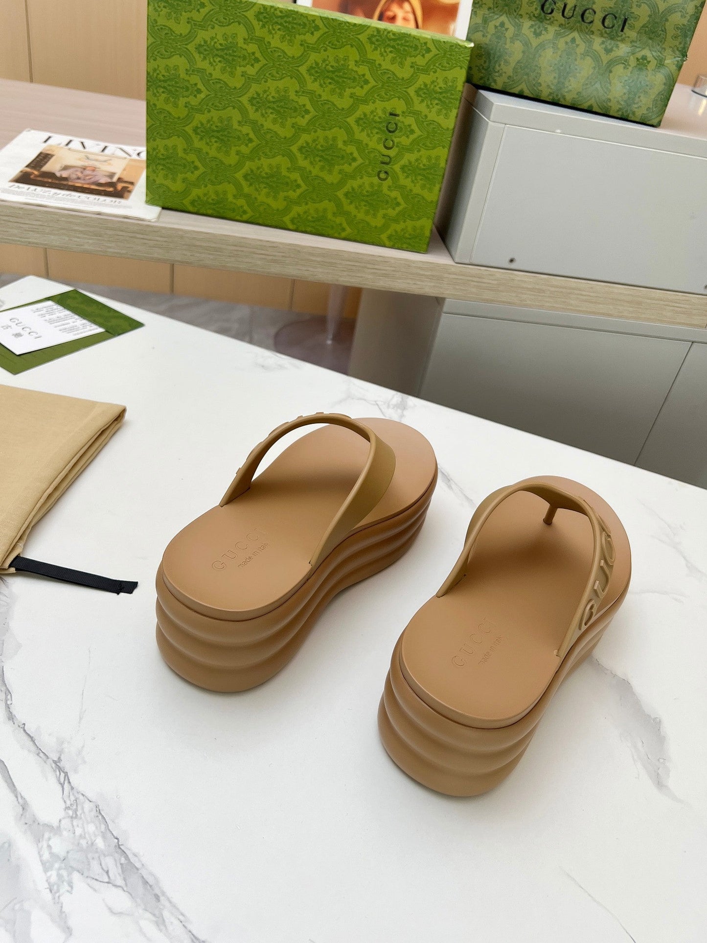 THONG PLATFORM 5 CM IN CIDER BROWN IMPORTED TPU - 35
