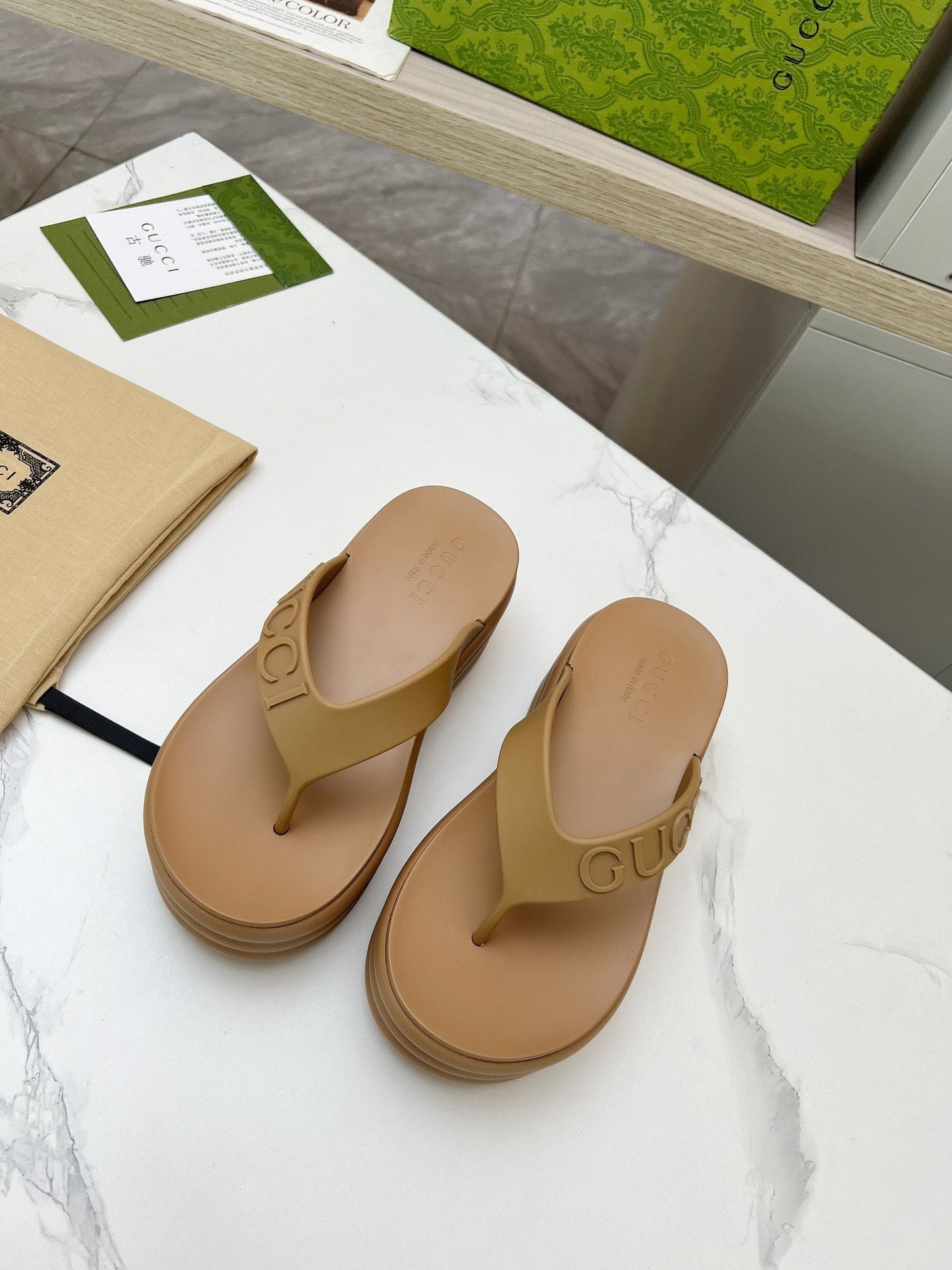THONG PLATFORM 5 CM IN CIDER BROWN IMPORTED TPU - 35