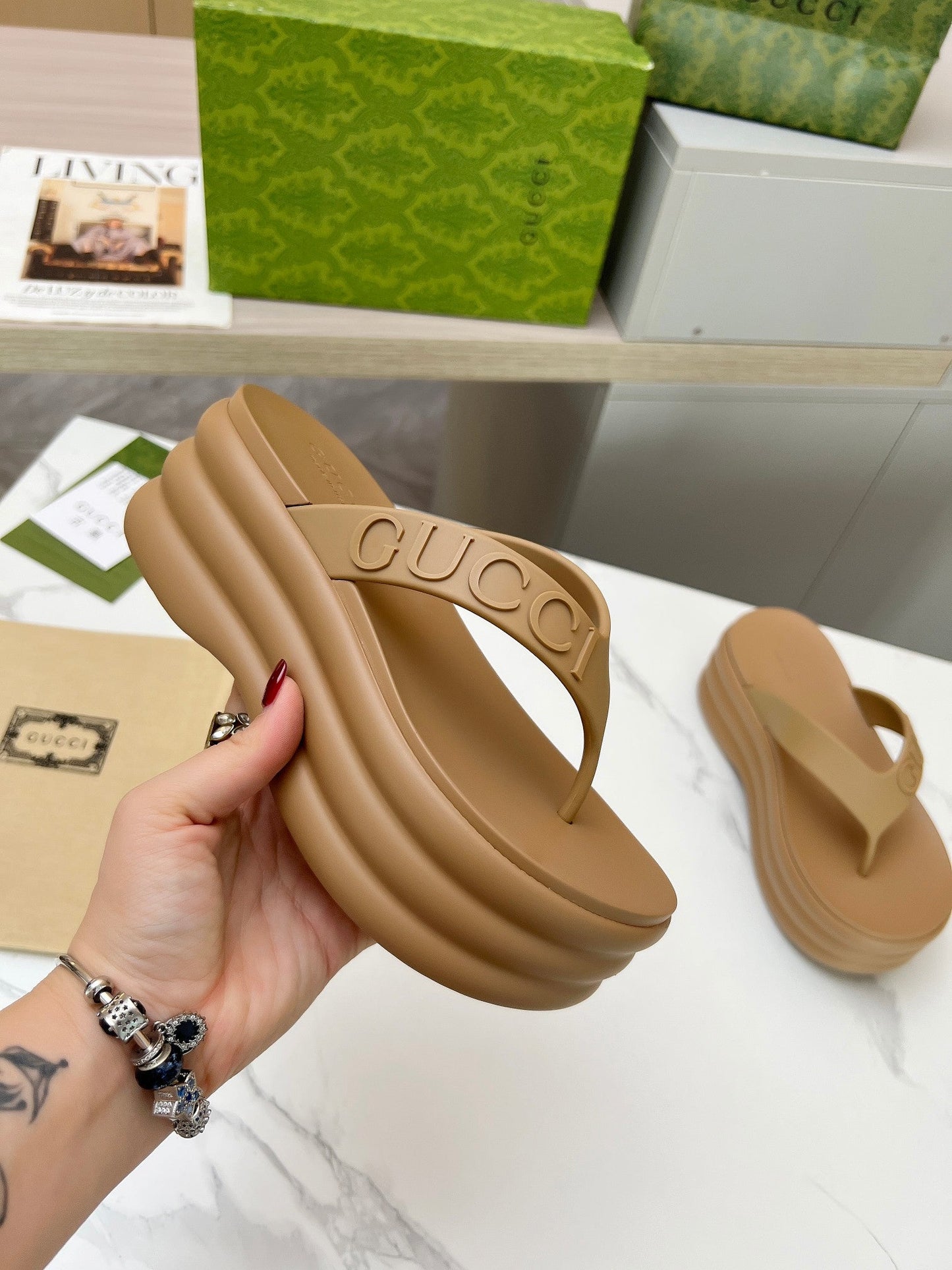 THONG PLATFORM 5 CM IN CIDER BROWN IMPORTED TPU - 35