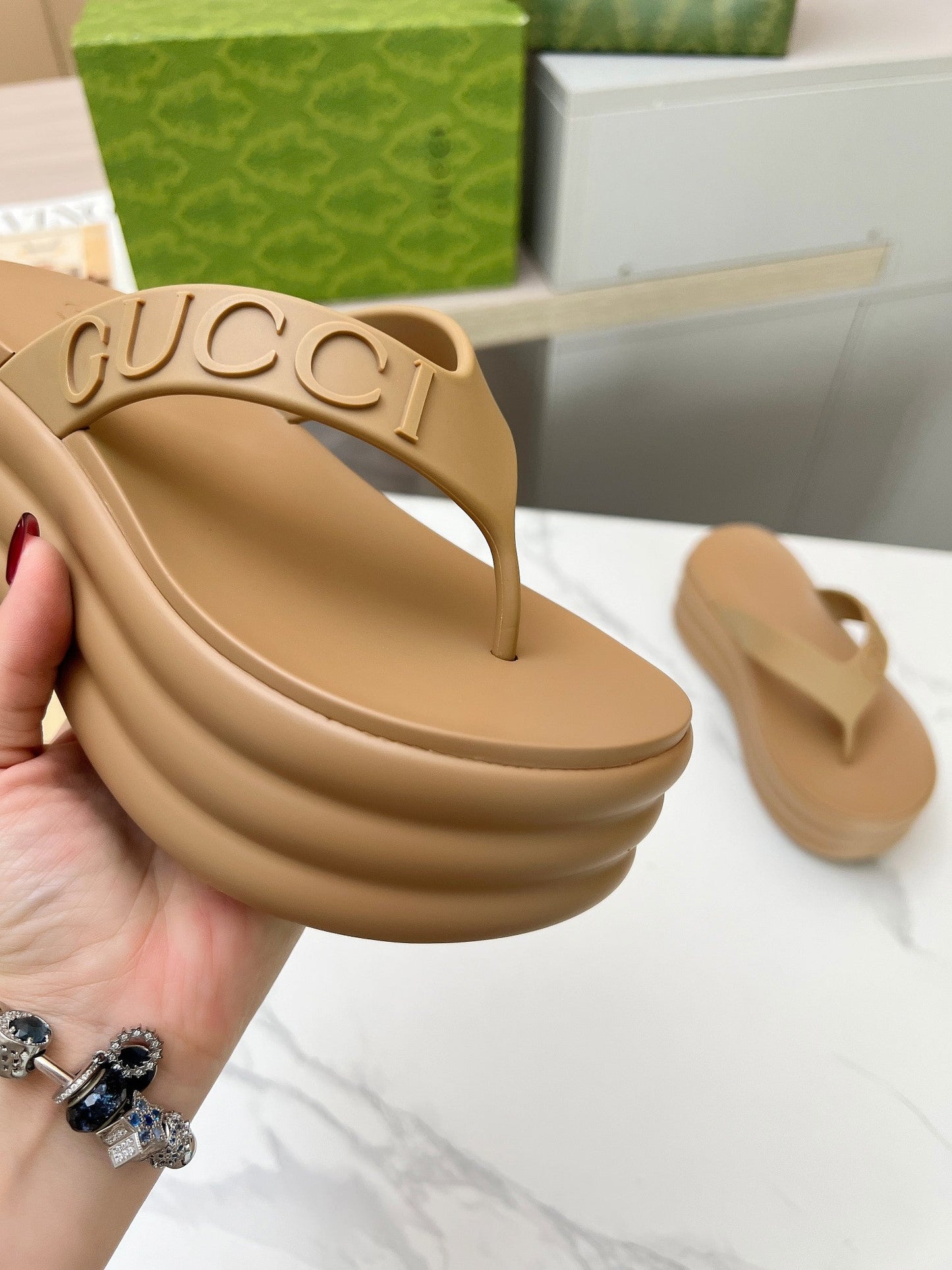 THONG PLATFORM 5 CM IN CIDER BROWN IMPORTED TPU - 35