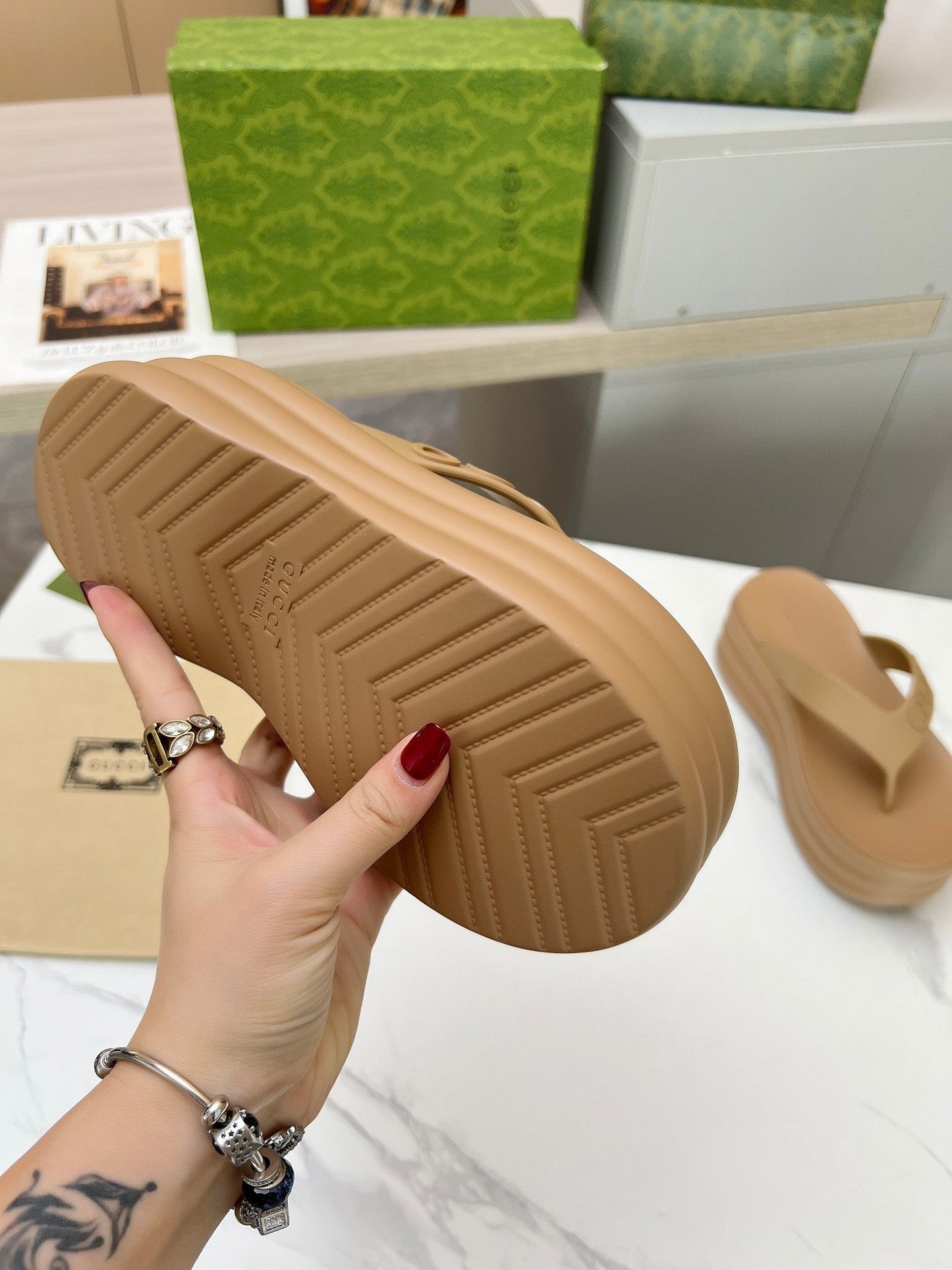 THONG PLATFORM 5 CM IN CIDER BROWN IMPORTED TPU - 35
