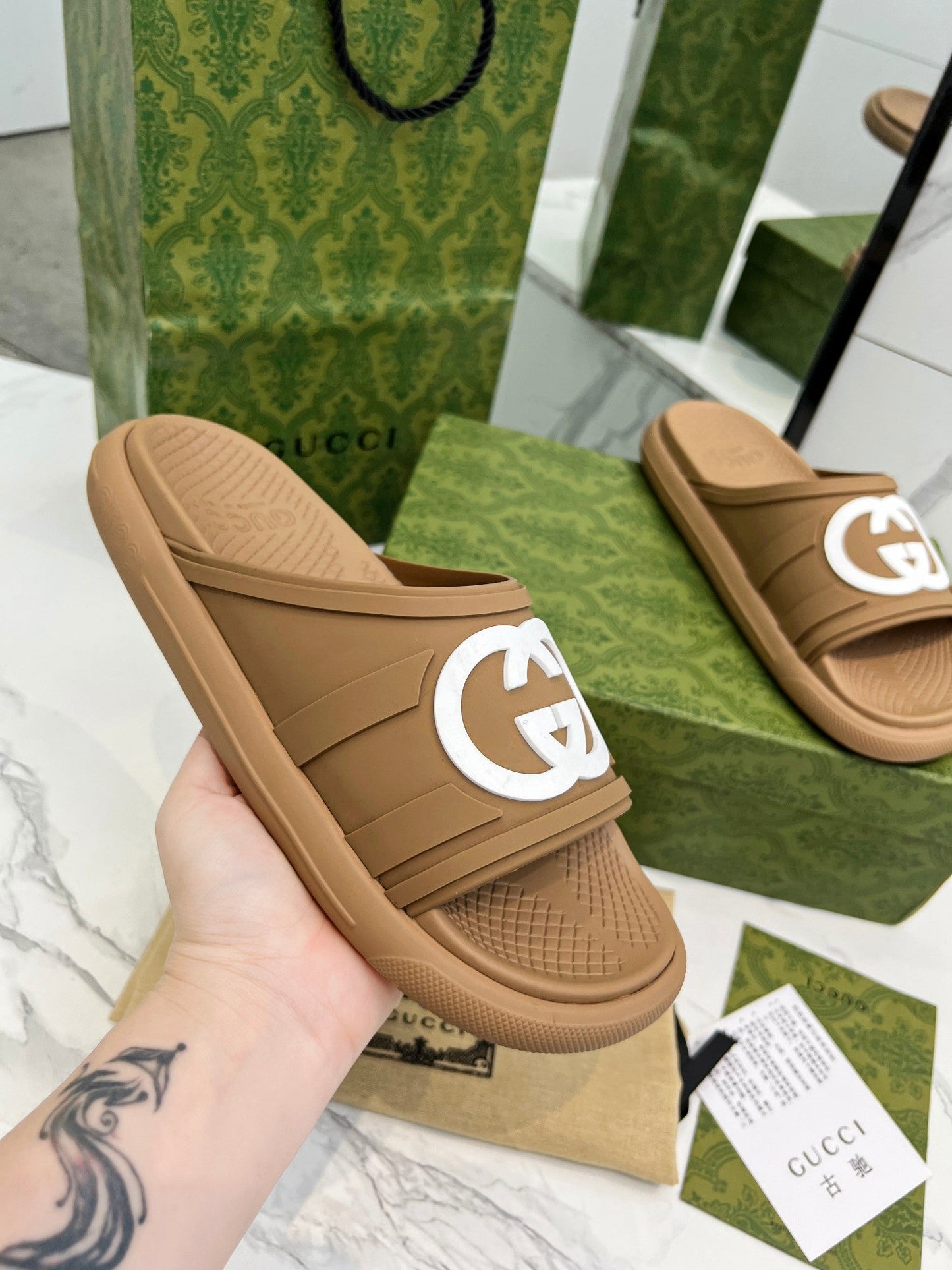 PLATFORM SLIPPERS IN PEANUT BROWN IMPORTED TPU - 35