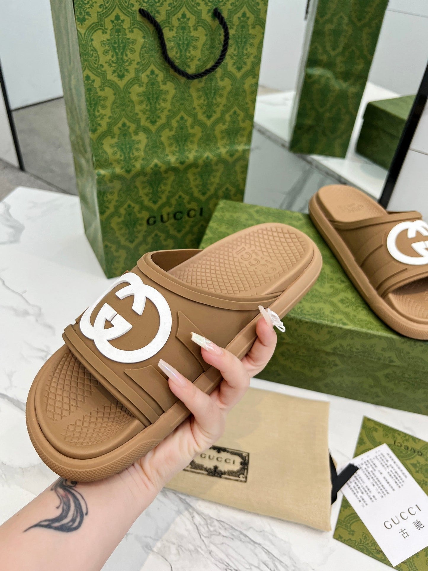 PLATFORM SLIPPERS IN PEANUT BROWN IMPORTED TPU - 35