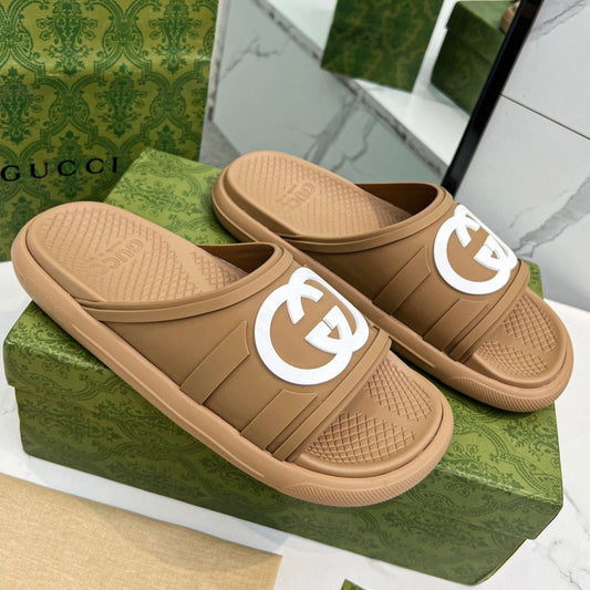 PLATFORM SLIPPERS IN PEANUT BROWN IMPORTED TPU - 35