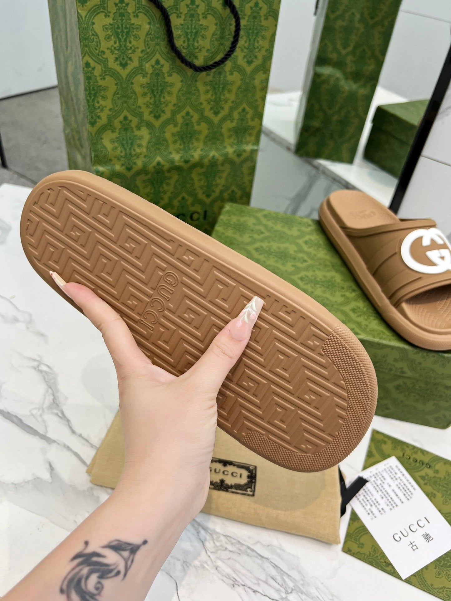 PLATFORM SLIPPERS IN PEANUT BROWN IMPORTED TPU - 35
