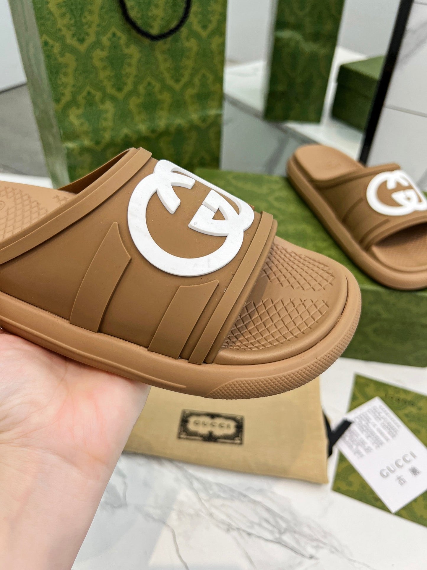 PLATFORM SLIPPERS IN PEANUT BROWN IMPORTED TPU - 35