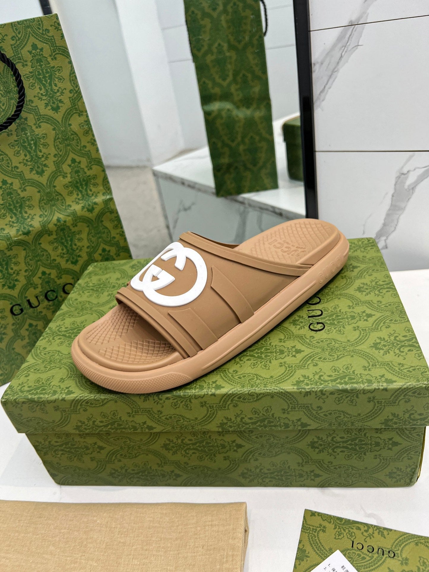 PLATFORM SLIPPERS IN PEANUT BROWN IMPORTED TPU - 35