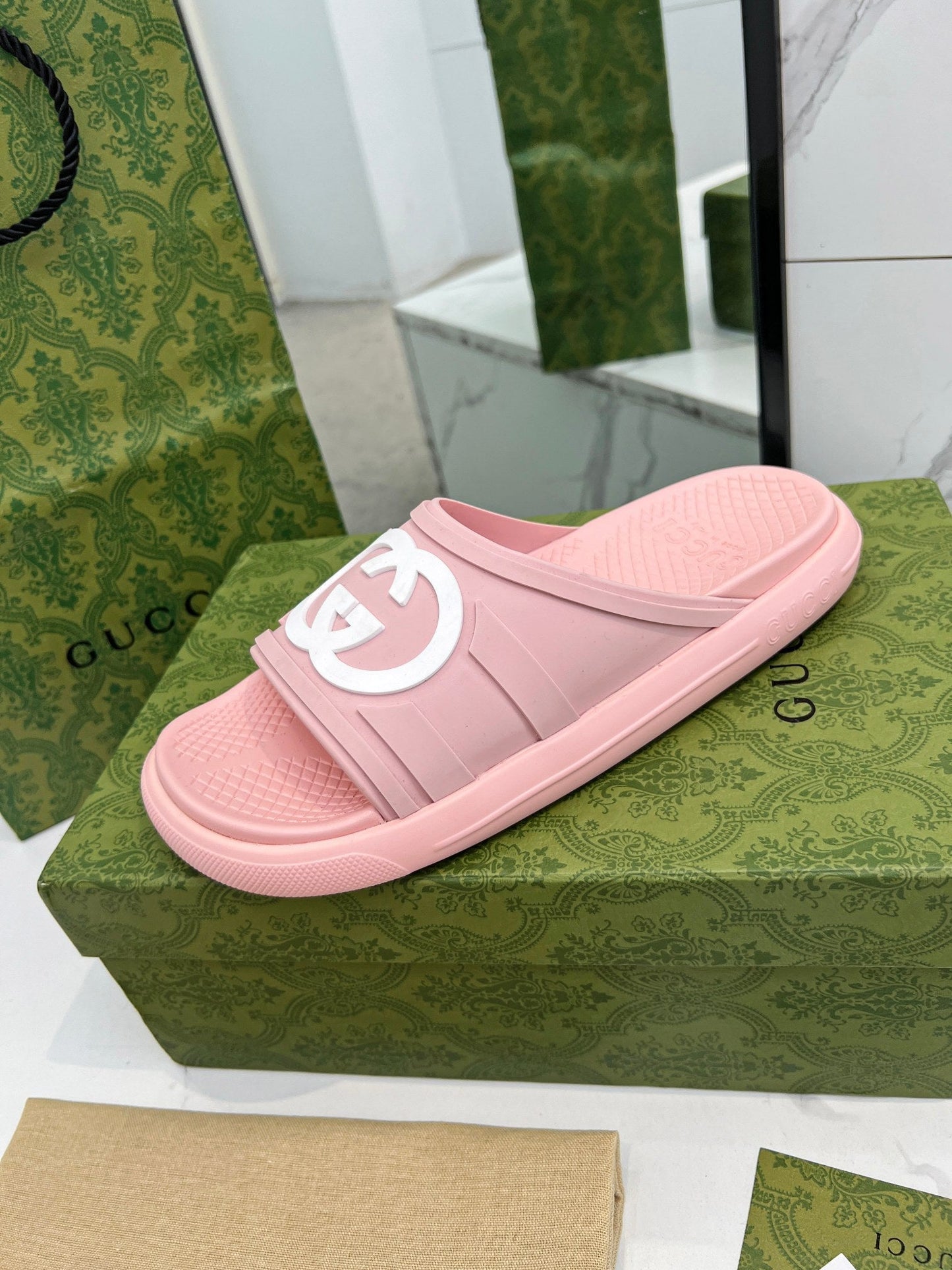 PLATFORM SLIPPERS IN LIGHT PINK IMPORTED TPU - 35