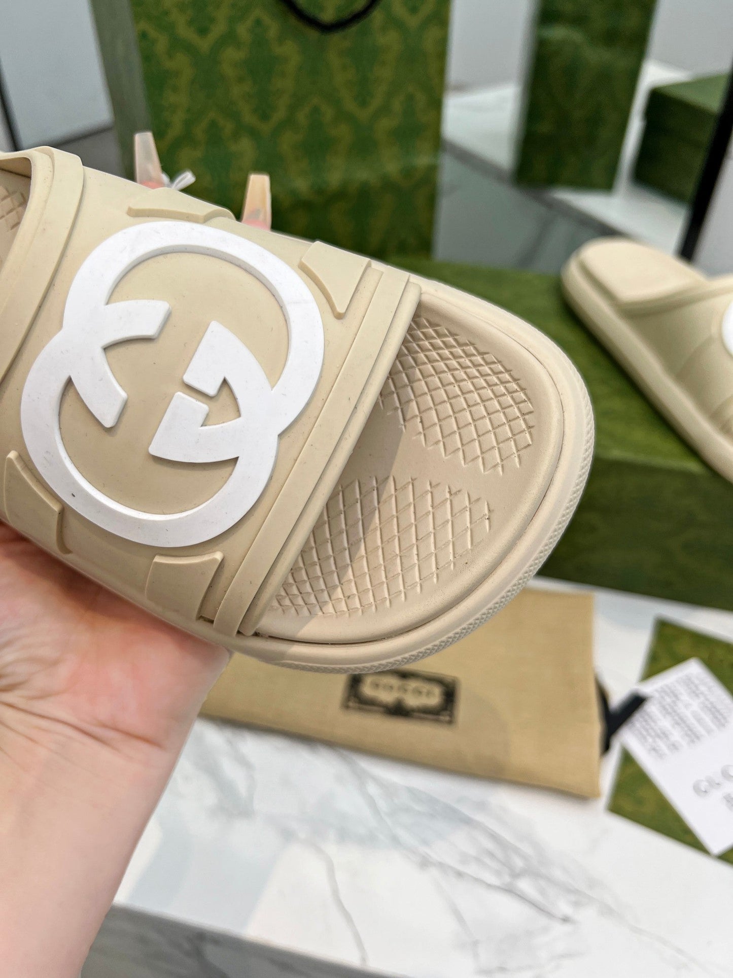 PLATFORM SLIPPERS IN SAND BROWN IMPORTED TPU - 35