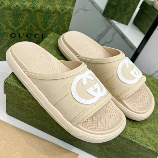 PLATFORM SLIPPERS IN SAND BROWN IMPORTED TPU - 35