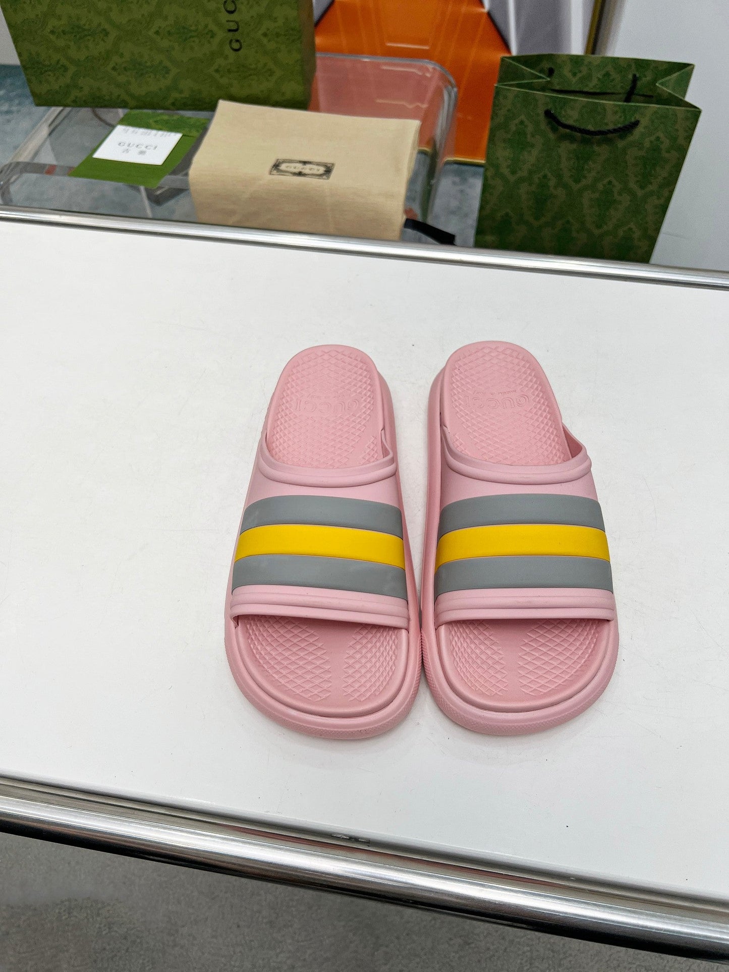 PLATFORM SLIPPERS IN LIGHT PINK MIX COLORFUL IMPORTED TPU - 35