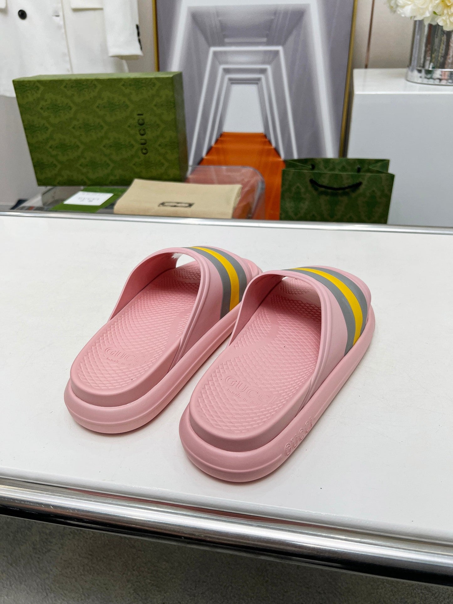 PLATFORM SLIPPERS IN LIGHT PINK MIX COLORFUL IMPORTED TPU - 35