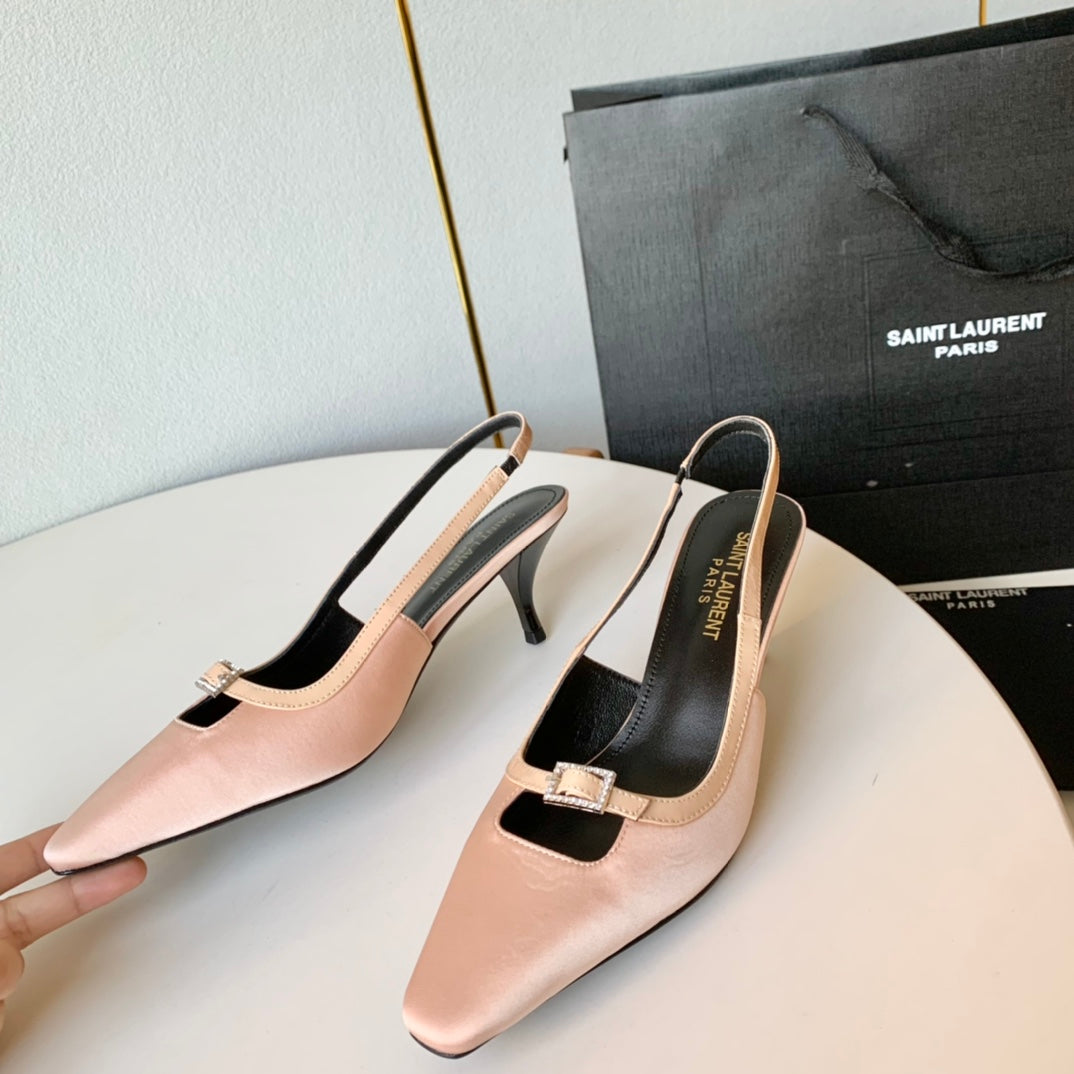 SL BLADE SLINGBACK PINK NUDE SATIN - 35 / 6 CM