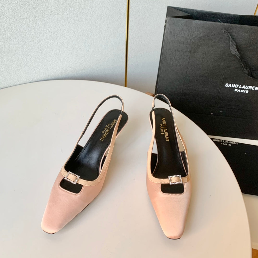SL BLADE SLINGBACK PINK NUDE SATIN - 35 / 6 CM