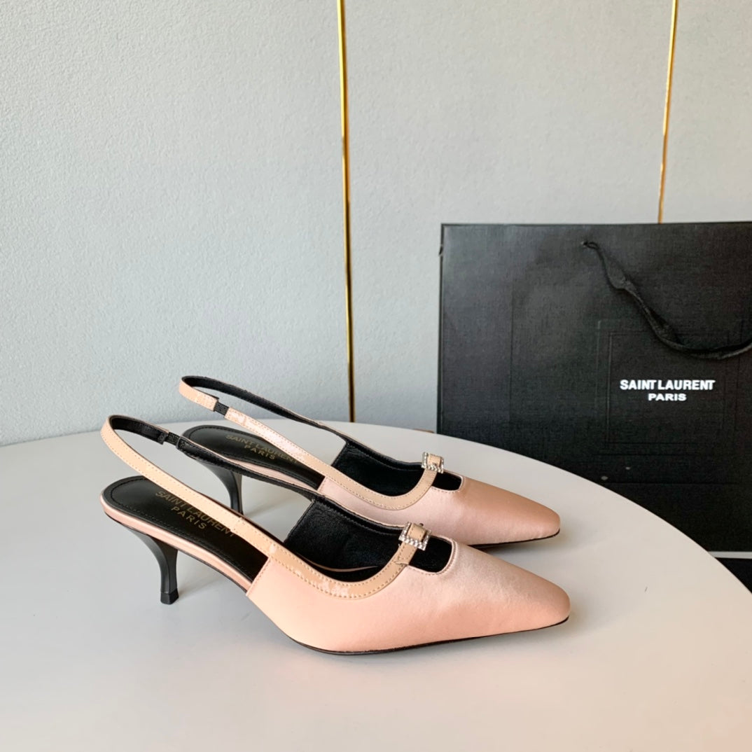 SL BLADE SLINGBACK PINK NUDE SATIN - 35 / 6 CM