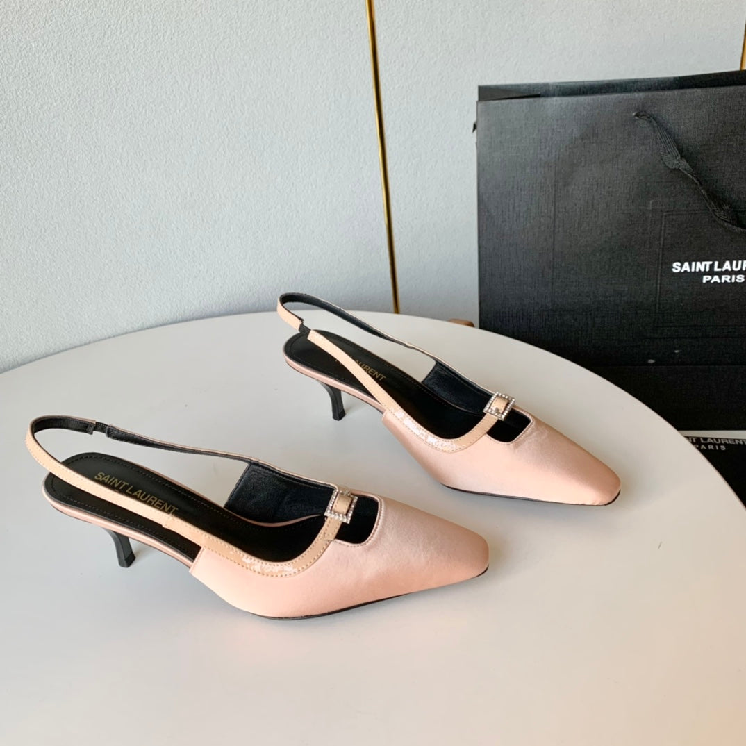 SL BLADE SLINGBACK PINK NUDE SATIN - 35 / 6 CM