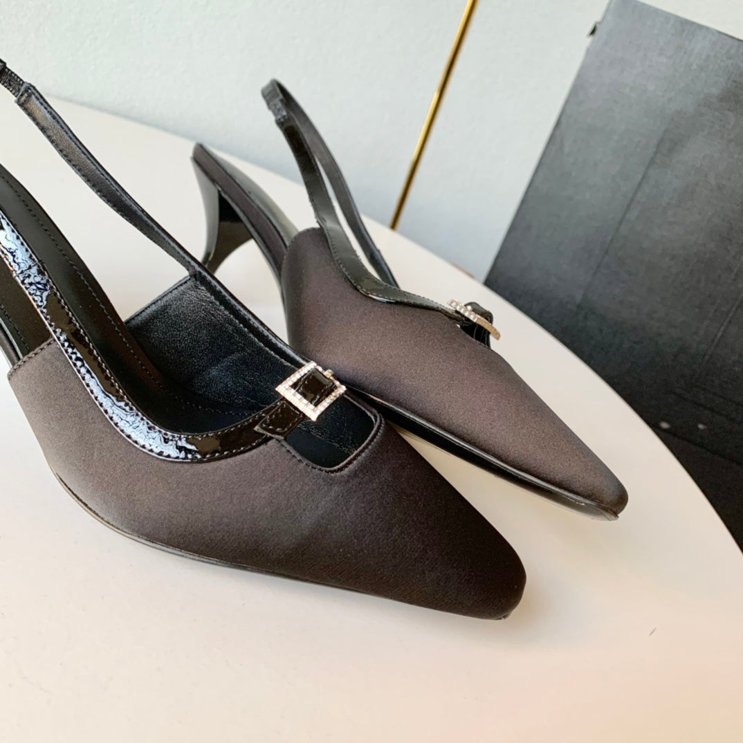 SL BLADE SLINGBACK BLACK SATIN - 35 / 6 CM