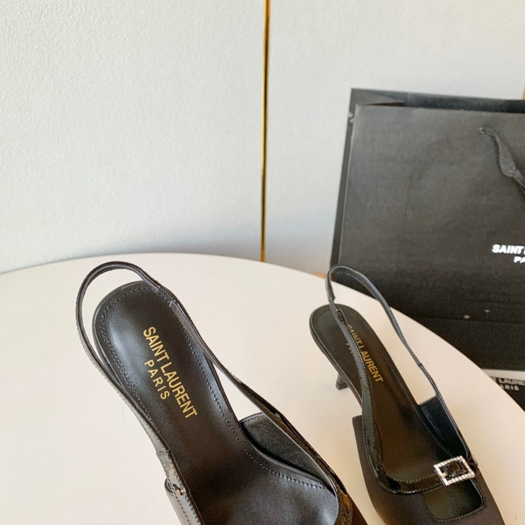 SL BLADE SLINGBACK BLACK SATIN - 35 / 6 CM