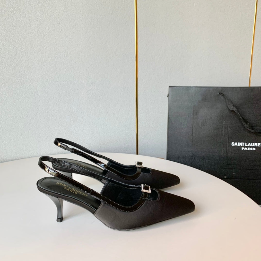 SL BLADE SLINGBACK BLACK SATIN - 35 / 6 CM