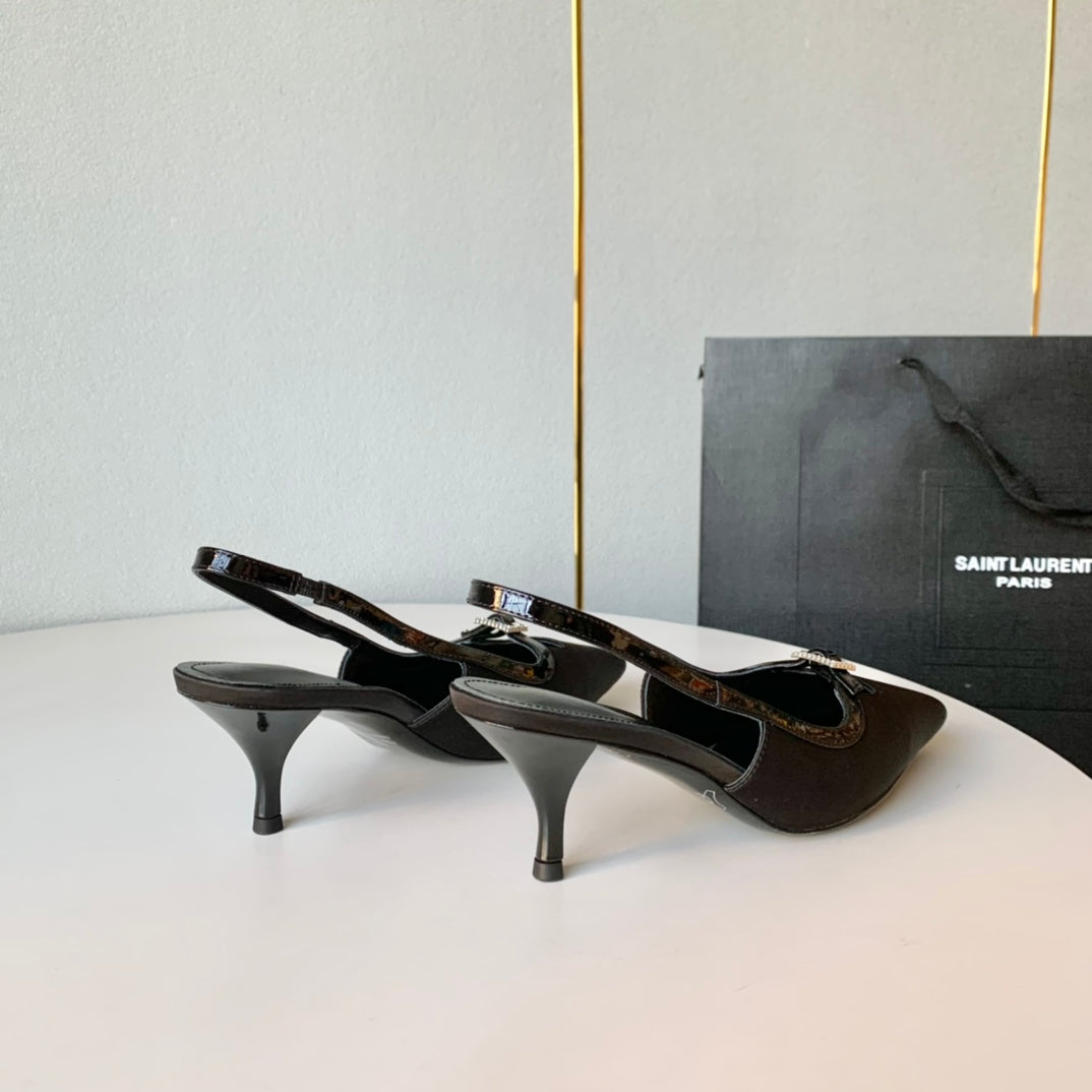 SL BLADE SLINGBACK BLACK SATIN - 35 / 6 CM