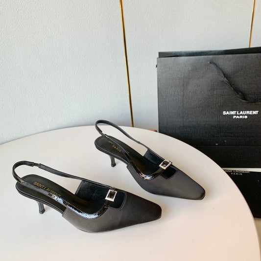 SL BLADE SLINGBACK BLACK SATIN - 35 / 6 CM