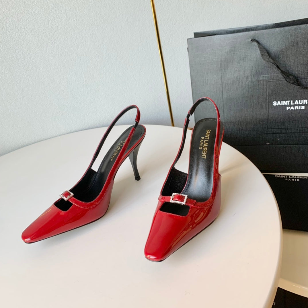 SL BLADE SLINGBACK RED POLISHED CALFSKIN - 35 / 6 CM