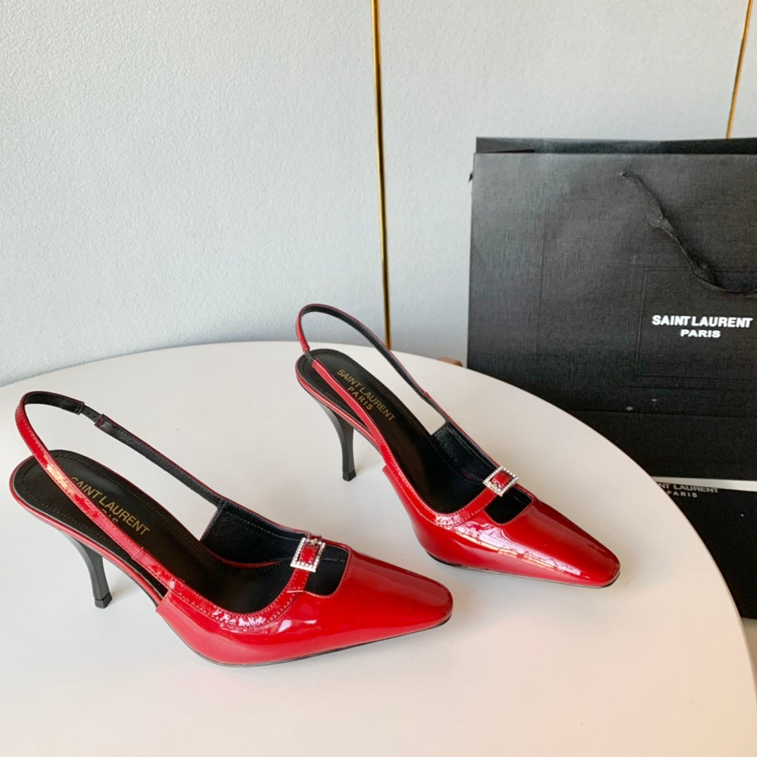 SL BLADE SLINGBACK RED POLISHED CALFSKIN - 35 / 6 CM