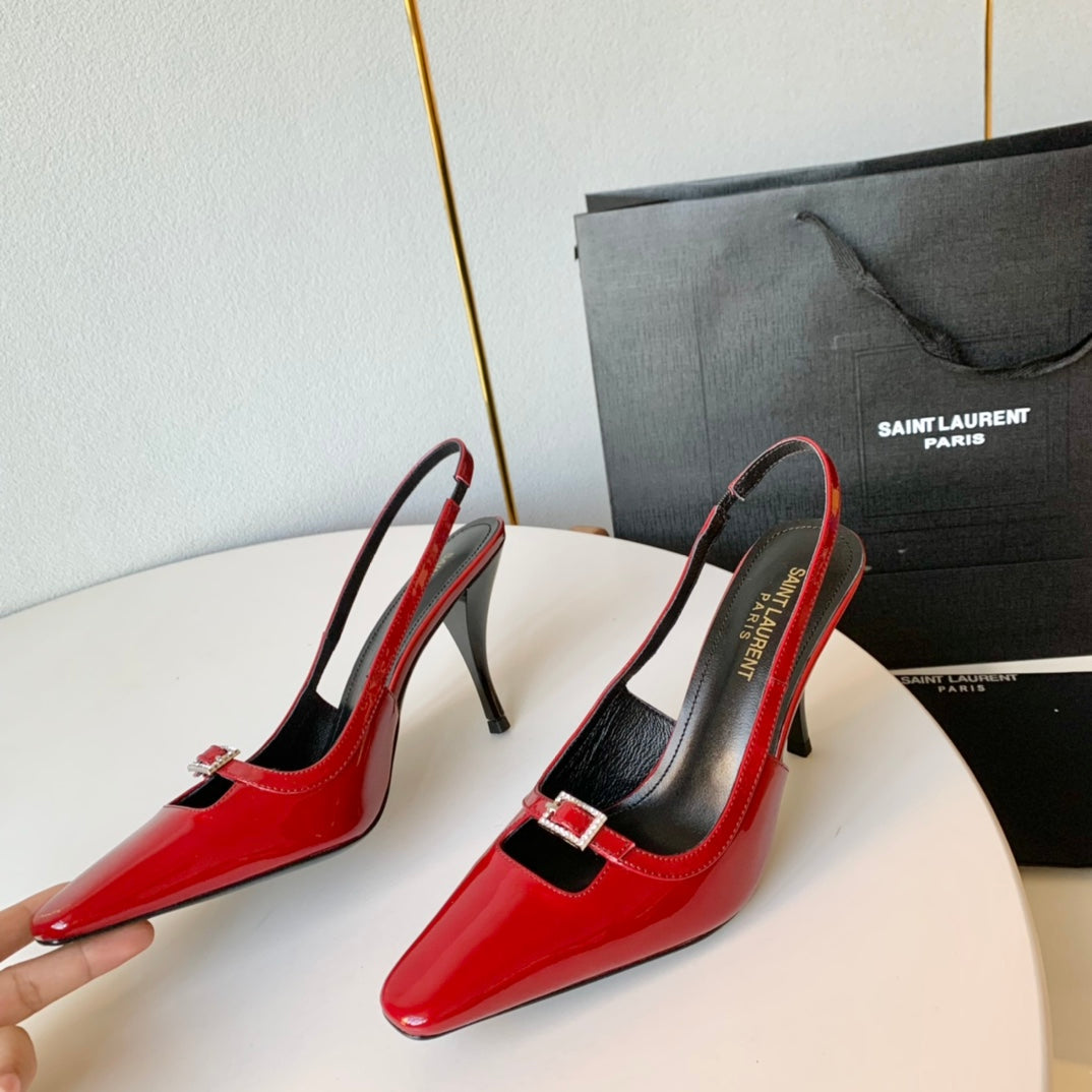 SL BLADE SLINGBACK RED POLISHED CALFSKIN - 35 / 6 CM