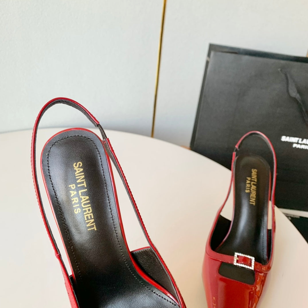 SL BLADE SLINGBACK RED POLISHED CALFSKIN - 35 / 6 CM