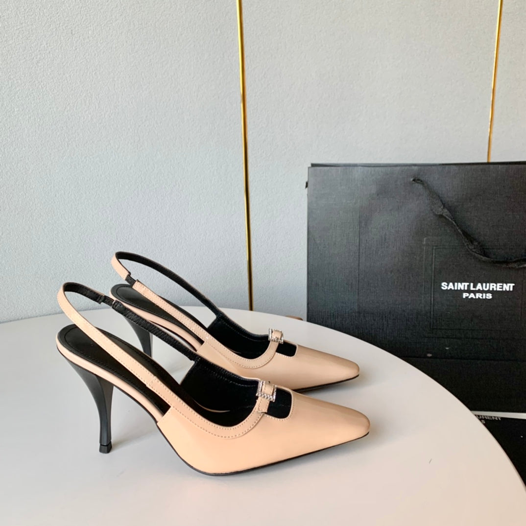 SL BLADE SLINGBACK BISQUE POLISHED CALFSKIN - 35 / 6 CM