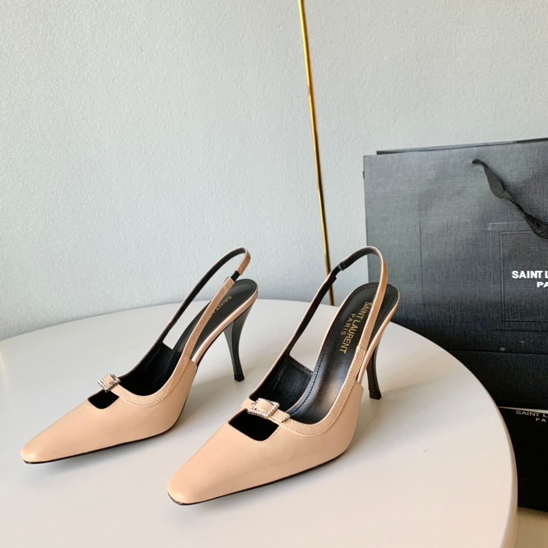 SL BLADE SLINGBACK BISQUE POLISHED CALFSKIN - 35 / 6 CM