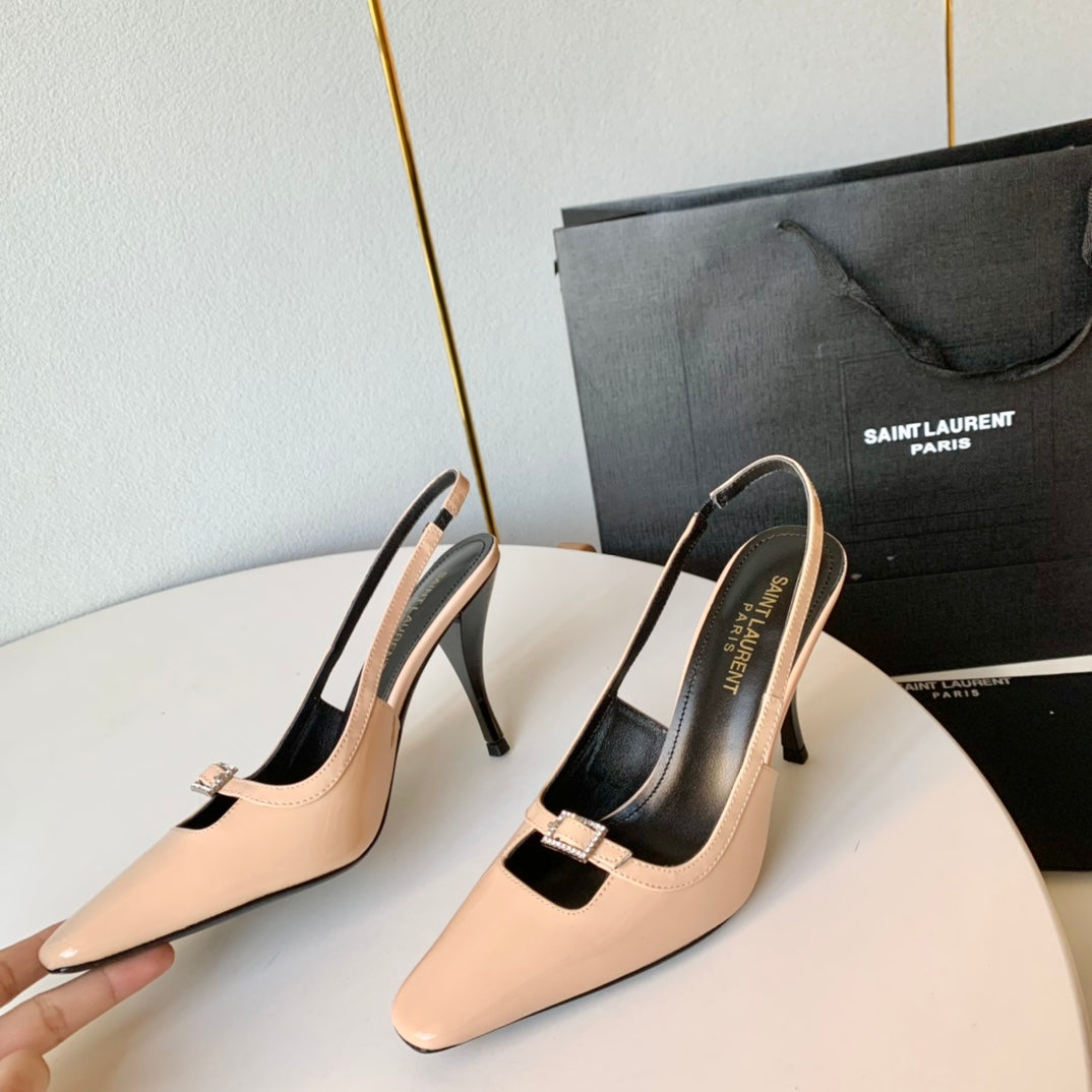 SL BLADE SLINGBACK BISQUE POLISHED CALFSKIN - 35 / 6 CM