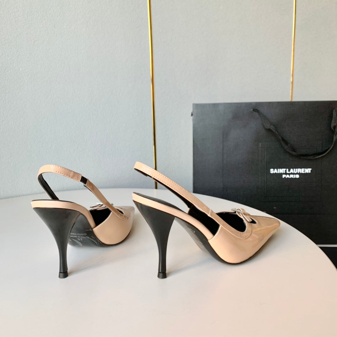 SL BLADE SLINGBACK BISQUE POLISHED CALFSKIN - 35 / 6 CM