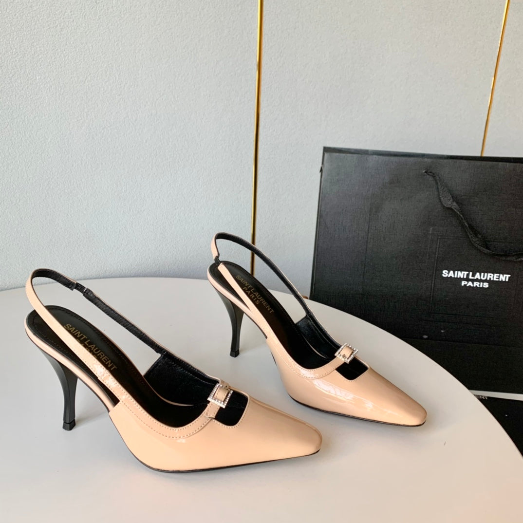 SL BLADE SLINGBACK BISQUE POLISHED CALFSKIN - 35 / 6 CM