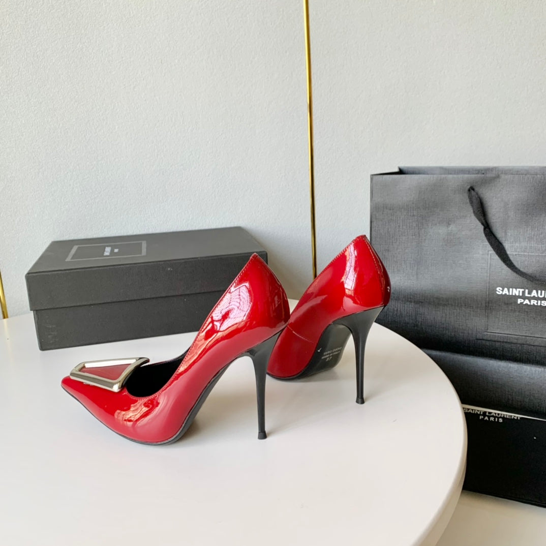 SL TRIANGLE BASIC HIGH HEELS RED CALFSKIN - 35