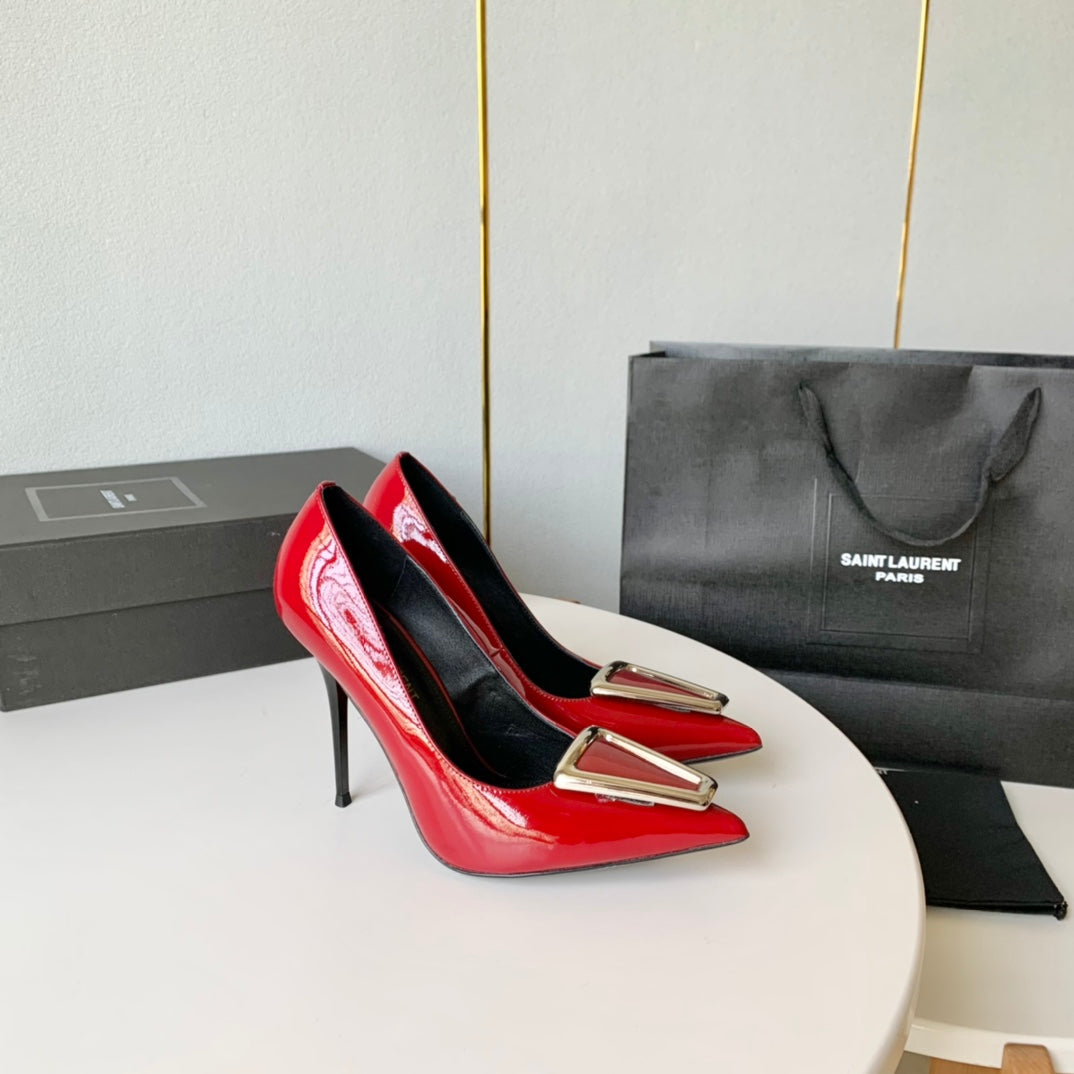 SL TRIANGLE BASIC HIGH HEELS RED CALFSKIN - 35