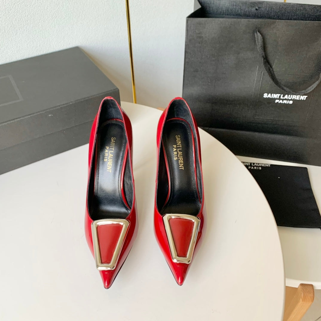 SL TRIANGLE BASIC HIGH HEELS RED CALFSKIN - 35