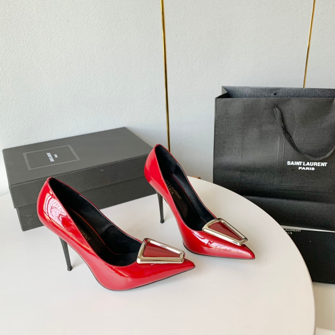 SL TRIANGLE BASIC HIGH HEELS RED CALFSKIN - 35