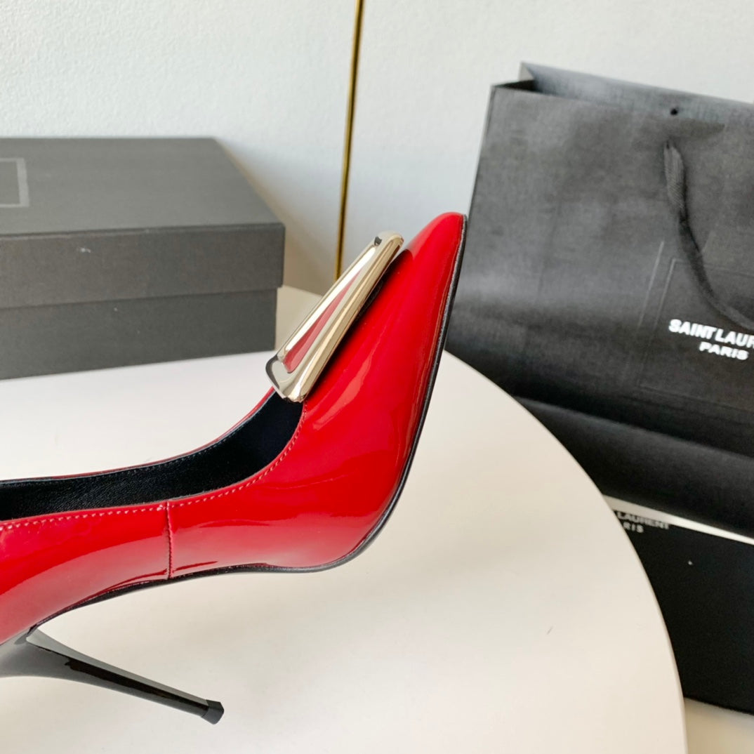 SL TRIANGLE BASIC HIGH HEELS RED CALFSKIN - 35