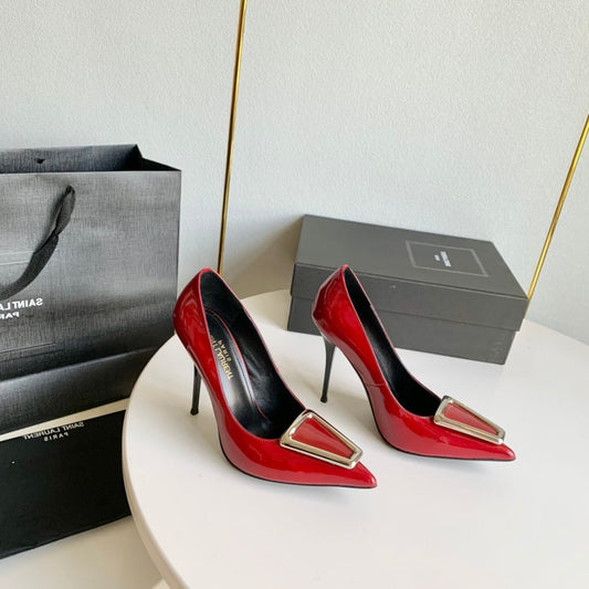 SL TRIANGLE BASIC HIGH HEELS RED CALFSKIN - 35