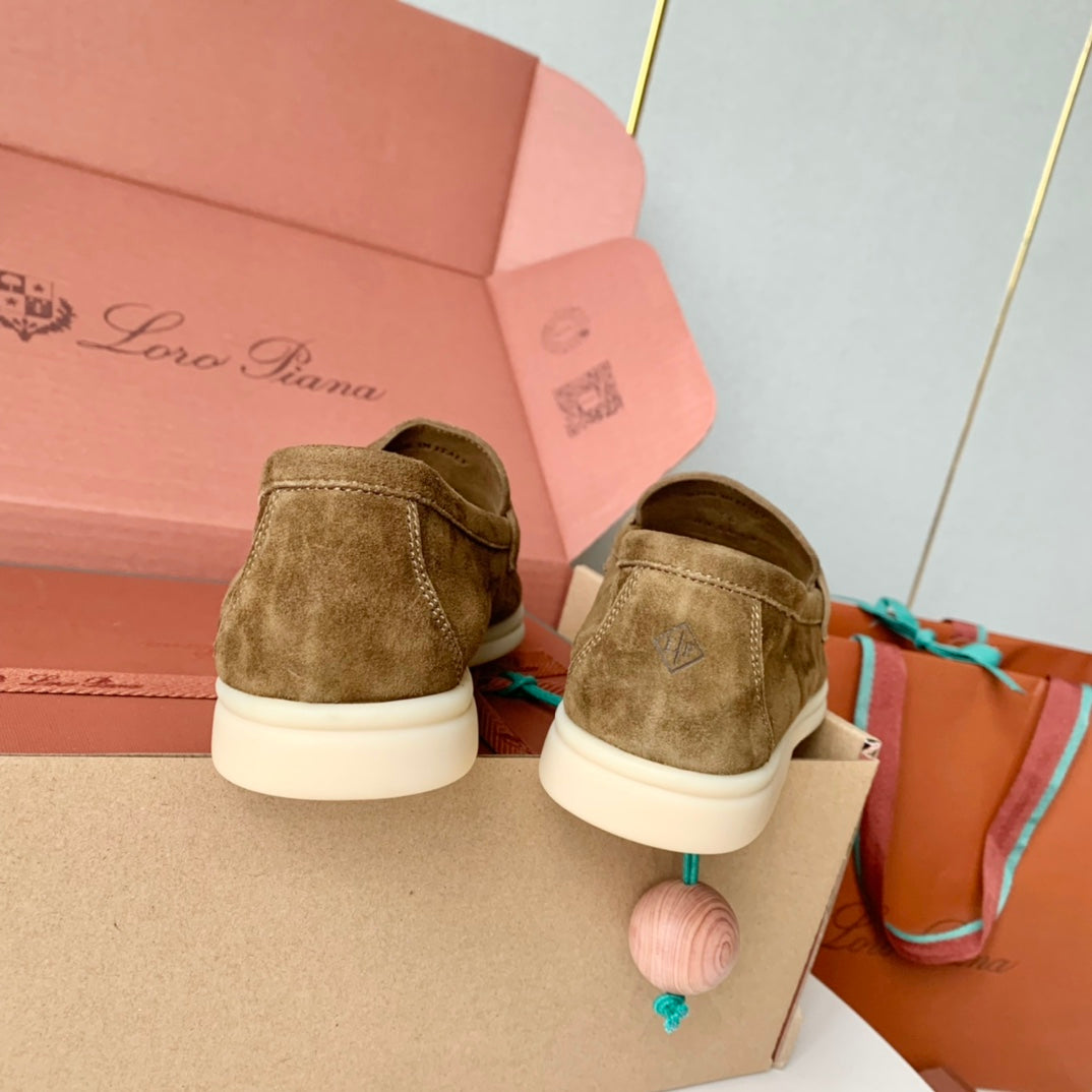 Loro Piana Brown Suede Summer Charms Walk Loafers - 35