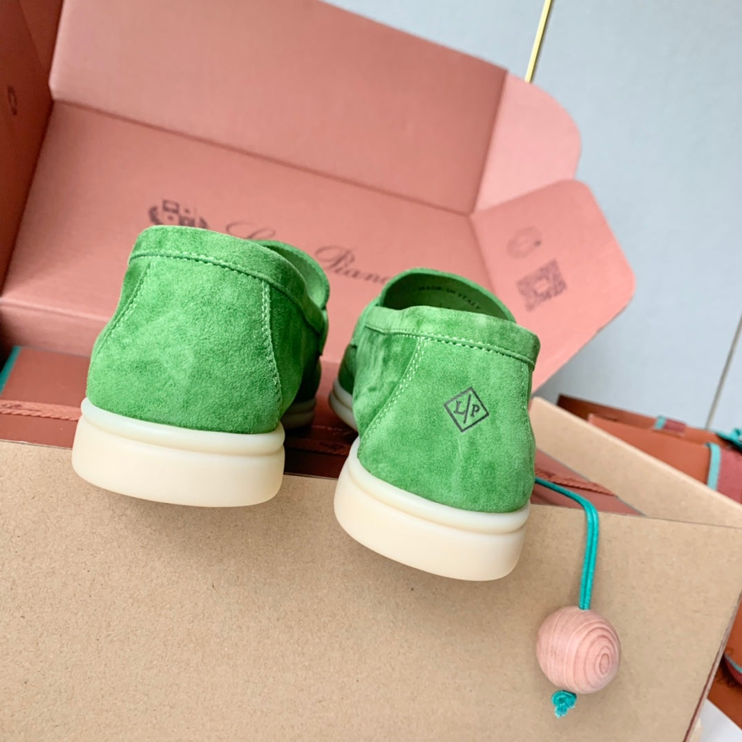 Loro Piana Green Suede Summer Charms Walk Loafers - 35