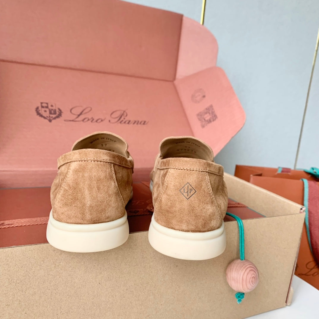 Loro Piana Camel Suede Summer Charms Walk Loafers - 35