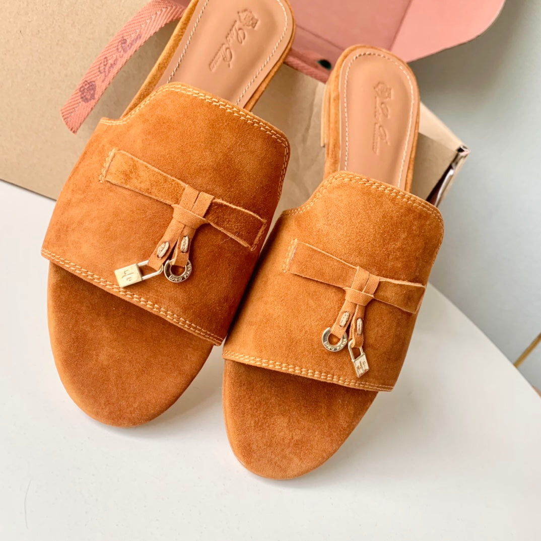 Summer Charms Sandals in Tan Suede - 35
