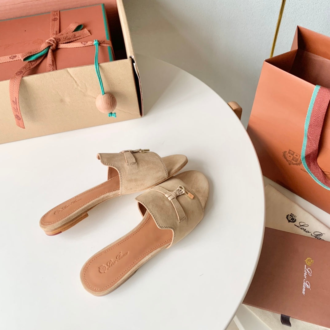 Summer Charms Sandals in Beige Suede - 35